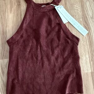 NEW LAPOINTE Chenille Cropped Tank Top - Mahogany - XS